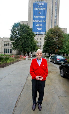 Kenneth P. Dietrich in front of Cathedral