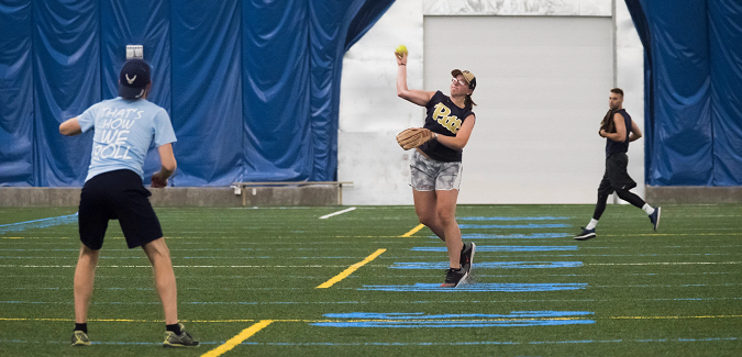 Pitt staff playing softball