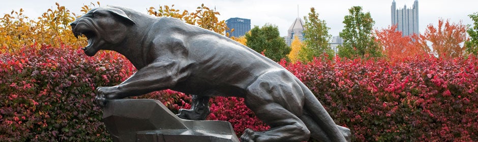 Panther statue on campus