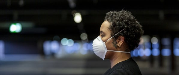 African American woman wearing covid mask