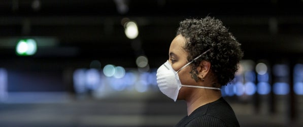 African American woman wearing covid mask African American woman wearing covid mask
