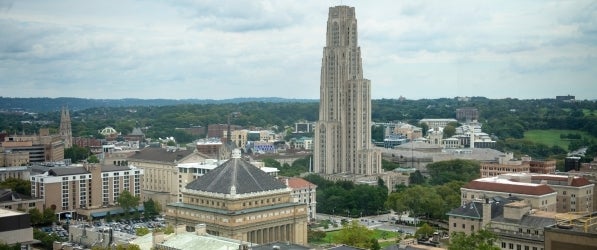 Wide view of Pitt campus, including Cathedral of Learning