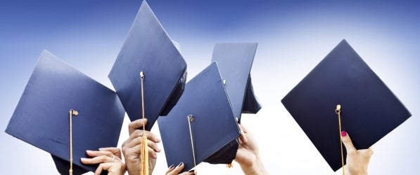 Mortarboards in the air