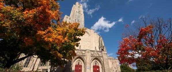 Heinz Chapel and Cathedral of Learning with fall foliage Heinz Chapel in the Fall