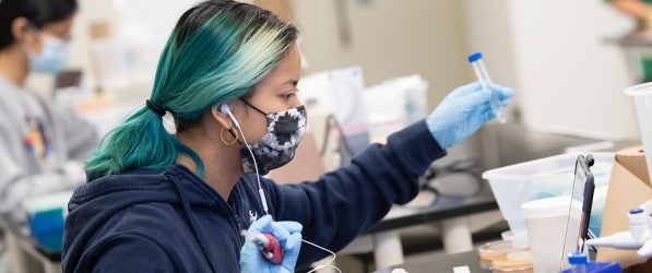 Student in lab Student in lab