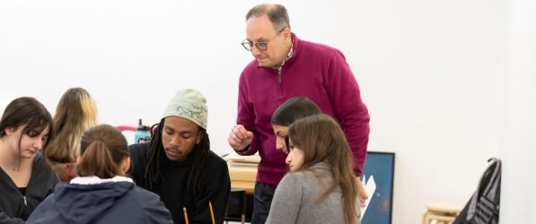 Tom Morton interacting with students