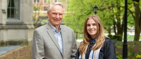 Alumnus Jim Zurcher and the first recipient of his named scholarship